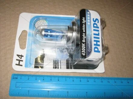 Лампа розжарювання H4 12V 60/55W P43t-38 Cristal Vision 1шт blister 4300K (вир-во Philips) PHILIPS 12342CVB1