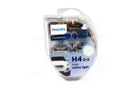 Лампа розжарювання H4 12V 60/55W P43t-38 Cristal Vision + 2x W5W 4300K (вир-во Philips) PHILIPS 12342CVSM