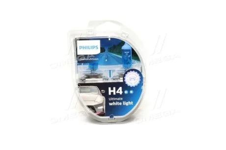 Лампа розжарювання H4 12V 60/55W P43t-38 Diamond Vision 5000K (вир-во Philips) PHILIPS 12342DVS2