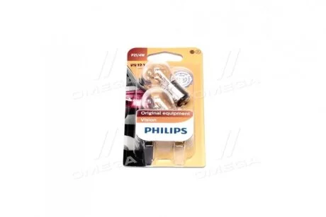 Лампа розжарювання P21/4W 12V BAZ15d 2шт blister (вир-во Philips) PHILIPS 12594B2