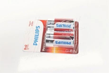 Батарейки циліндричні, лужні PHILIPS LR20P2B/10