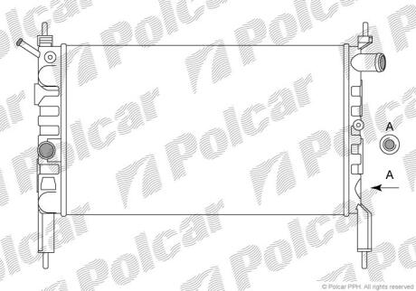 Радіатор охолодж. двигуна Opel Astra F 1.4/1.6 09.91-01.05 POLCAR 550708B1