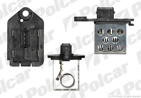 Резистор вентилятора радіатора CITROEN BERLINGO (MF, M_), JUMPY, XSARA PICASSO (N68) PEUGEOT 206 CC (2D), 307 (3A/C), 406 (8B), EXPERT, PARTNER (5F) (OEM-PART) POLCAR 5723KST-3