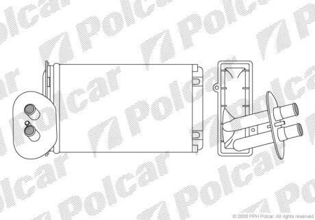 Радіатор опалювача VW T4 91- (+AC) POLCAR 9566N8-3