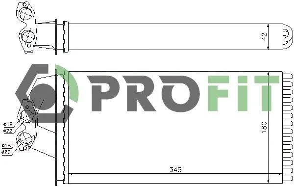 Теплообмінник, система опалення салону PROFIT 17600309 (фото 1)