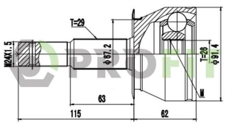 Комплект шарнірів, приводний вал PROFIT 2710-3111