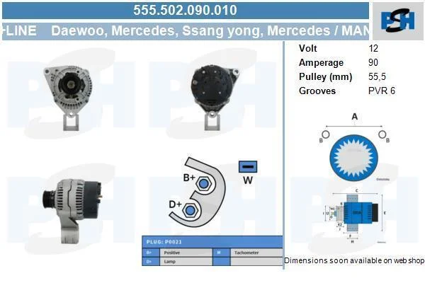 Генератор Mercedes 90A PSH 555502090010 (фото 1)
