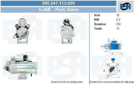 Стартер Ford 2.2 kw PSH 590547113020