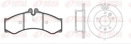 VW К-кт гальм. колодки + диски LT 28-35 II 2.5 TDI 01-06, DB SPRINTER 4-t (B904) 408 D 96-06 REMSA 8614.00