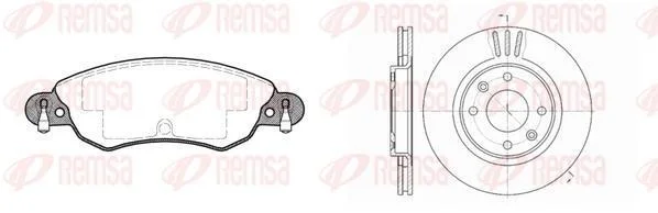 CITROEN К-кт гальм. колодки + диски BERLINGO 07/96- C2 09/03- C3 11/09- C3 PICASSO 02/09- C3 PLURIEL 05/03- C4 11/04- C5 08/04- REMSA 8829.00 (фото 1)