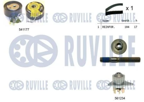 Водяний насос + зубчастий ремінь RUVILLE 5500511