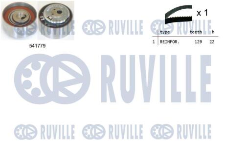 К-кт ГРМ (пасок+ролік) Fiat Doblo, Grande Punto, Palio Weekend, Panda, Punto 1.2-1.4 99- RUVILLE 550264