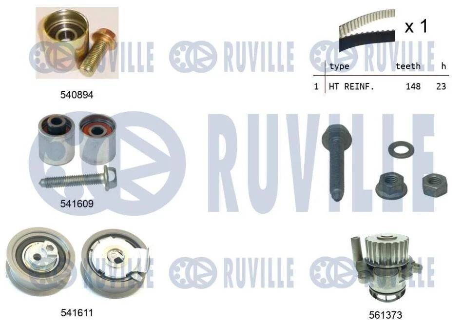 Водяний насос + зубчастий ремінь RUVILLE 5503191 (фото 1)