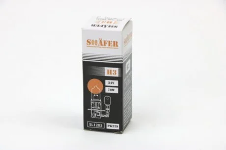 Лампа галогенова H3 24V 70W PK22S (картонна упаковка 1шт) SHAFER SL1203