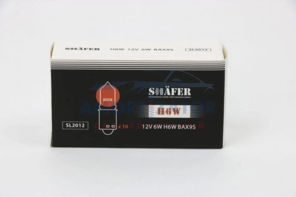 Лампа розжарювання 12V 6W H6W BAX9S (картонна упаковка по 10шт) SHAFER SL2012 (фото 1)