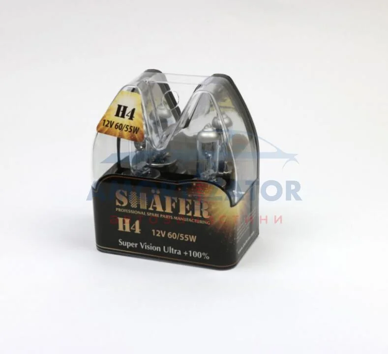 Лампа 12V H4 60/55W P43t SUPER VISION ULTRA +100% Box2шт SHAFER SL3004 (фото 1)