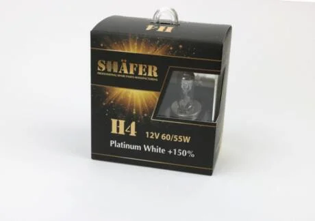 Лампа 12V H4 60/55W P43t PLATINUM WHITE +150% Box2шт SHAFER SL3004P