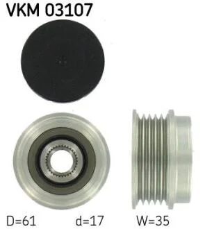 Шків генератора AUDI A4 B5, A4 B6, A4 B7, A6 C5 SKODA SUPERB I VW PASSAT B5, PASSAT B5.5 1.6-2.0D 11.94-06.08 SKF VKM 03107