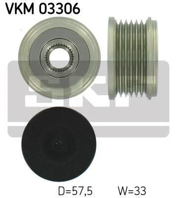 CITROEN шків генератора Jumpy,C5 2,0-2,2HDi 01-, PEUGEOT 307/406/607/806 SKF VKM 03306 (фото 1)