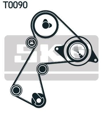 Ремінь ГРМ + 2 ролика натягу Renault Rapid,Clio,Kangoo 1.9d SKF VKMA 06113 (фото 1)