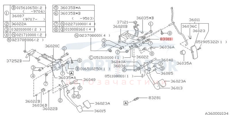 Перемикач гальма/стоп сигнал SUBARU 83370AA001 (фото 1)