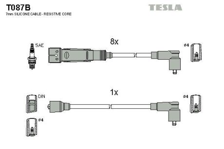 Комплект кабелiв запалювання TESLA T087B