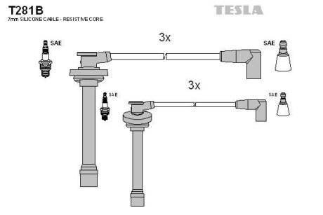 Комплект кабелiв запалювання TESLA T281B