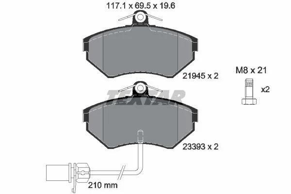 Комплект гальмівних колодок передн, AUDI A4 B5, A4 B6, A4 B7 VW PASSAT B5 1.6-3.2 11.94-06.08 TEXTAR 2194504 (фото 1)