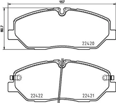 Комплект гальмівних колодок передн, HYUNDAI H350 2.5D 04.15- TEXTAR 2242101