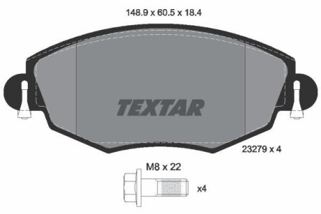 Комплект гальмівних колодок передн, FORD MONDEO III JAGUAR X-TYPE I 1.8-3.0 10.00-12.09 TEXTAR 2327904