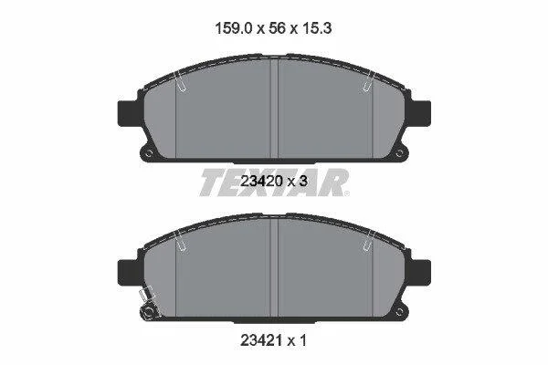 Комплект гальмівних колодок передн, ACURA MDX HONDA MDX INFINITI Q45 II, QX4 NISSAN PATHFINDER II, QUEST, SERENA, X-TRAIL I 2.0-4.1 11.92- TEXTAR 2342006 (фото 1)
