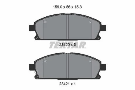 Комплект гальмівних колодок передн, ACURA MDX HONDA MDX INFINITI Q45 II, QX4 NISSAN PATHFINDER II, QUEST, SERENA, X-TRAIL I 2.0-4.1 11.92- TEXTAR 2342006