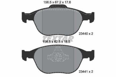 Комплект гальмівних колодок передн, FORD FIESTA V, FOCUS I, TOURNEO CONNECT, TRANSIT CONNECT 1.4D-2.0 11.01-12.13 TEXTAR 2344004