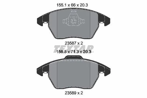 Комплект гальмівних колодок передн, AUDI A1, A3, TT SEAT ALTEA, ALTEA XL, LEON, TOLEDO III VW BEETLE, CC B7, GOLF PLUS V, GOLF VI, JETTA III, JETTA IV, PASSAT ALLTRACK B7 1.0-3.6 02.03-03.20 TEXTAR 2358704 (фото 1)