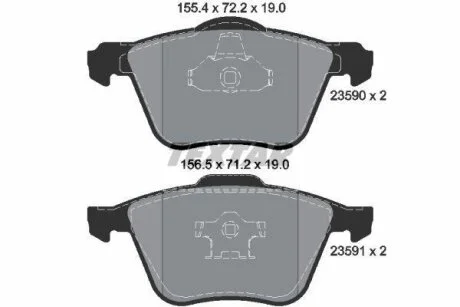 Комплект гальмівних колодок передн, VOLVO S60 I, S80 I, V70 II, XC90 I 2.0-4.4 01.99-12.14 TEXTAR 2359001
