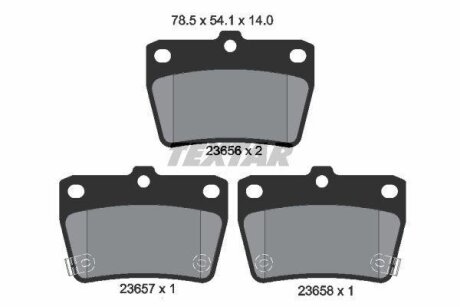 Комплект гальмівних колодок задн, CHERY TIGGO, TIGGO 3 DR DR 5 TOYOTA RAV 4 I, RAV 4 II 1.6-2.4 01.94- TEXTAR 2365601