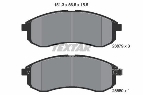 Комплект гальмівних колодок передн, MITSUBISHI L200 2.0/2.5D 01.96-12.07 TEXTAR 2387902