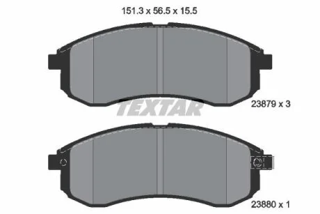 Комплект гальмівних колодок передн, MITSUBISHI L200 2.0/2.5D 01.96-12.07 TEXTAR 2387902