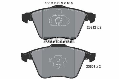 Комплект гальмівних колодок передн, VOLVO C30, C70 II, S40 II, V40, V50 FORD FOCUS II MAZDA 3 SAAB 9-3, 9-3X 1.5-Electric 09.02-08.19 TEXTAR 2391201
