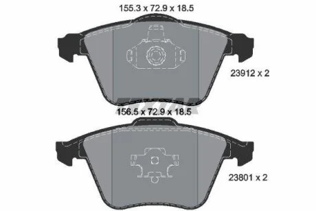 Комплект гальмівних колодок передн, VOLVO C30, C70 II, S40 II, V40, V50 FORD FOCUS II MAZDA 3 SAAB 9-3, 9-3X 1.5-Electric 09.02-08.19 TEXTAR 2391201