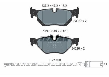 Комплект гальмівних колодок задн, BMW 1 (E81), 1 (E87), 1 (E88) 2.0/3.0 09.06-12.13 TEXTAR 2392707