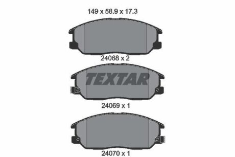 Комплект гальмівних колодок передн, HYUNDAI H-1 CARGO, TERRACAN KIA SORENTO I LADA NIVA TRAVEL SSANGYONG KYRON SUZUKI IGNIS II 1.5-3.5 11.01- TEXTAR 2406801