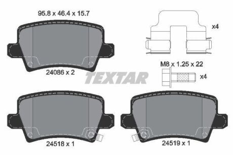 Комплект гальмівних колодок задн, HONDA CIVIC VIII 1.4-2.2D 09.05-01.12 TEXTAR 2408601