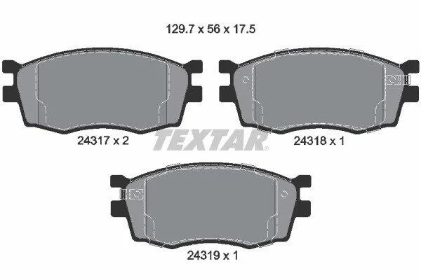 Комплект гальмівних колодок передн, HYUNDAI ACCENT III, I20 I KIA RIO II 1.1D-1.6D 03.05-12.15 TEXTAR 2431701 (фото 1)