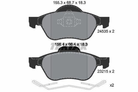 Комплект гальмівних колодок передн, RENAULT CLIO III, MEGANE II, SCENIC II 1.4-2.0D 09.02- TEXTAR 2453501