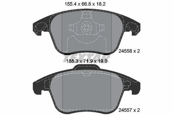 Комплект гальмівних колодок передн, DS DS 3 / DS 3, DS 4, DS 5 CITROEN C4 GRAND PICASSO I, C4 II, C4 III, C4 PICASSO I, DS4, DS5 OPEL CORSA F, MOKKA PEUGEOT 2008 II, 207 1.2-Electric 10.06- TEXTAR 2455801 (фото 1)