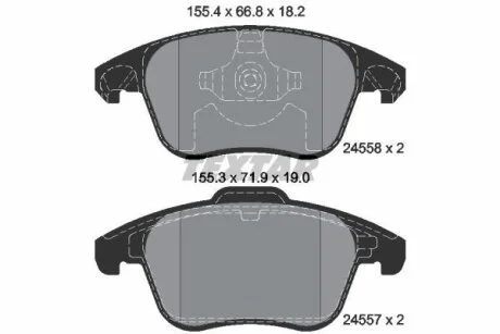 Комплект гальмівних колодок передн, DS DS 3 / DS 3, DS 4, DS 5 CITROEN C4 GRAND PICASSO I, C4 II, C4 III, C4 PICASSO I, DS4, DS5 OPEL CORSA F, MOKKA PEUGEOT 2008 II, 207 1.2-Electric 10.06- TEXTAR 2455801