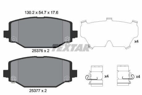 Комплект гальмівних колодок задн, CHRYSLER GRAND VOYAGER V, TOWN & COUNTRY, VOYAGER V DODGE GRAND, JOURNEY FIAT FREEMONT LANCIA VOYAGER VW ROUTAN 2.0D-4.0 06.07- TEXTAR 2537601