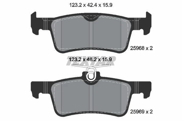 Комплект гальмівних колодок задн, PEUGEOT 308, 308 II 1.2-2.0D 09.13-06.21 TEXTAR 2596801 (фото 1)