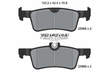 Комплект гальмівних колодок задн, PEUGEOT 308, 308 II 1.2-2.0D 09.13-06.21 TEXTAR 2596801